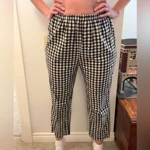 Black & White Gingham Elastic Waist Pants